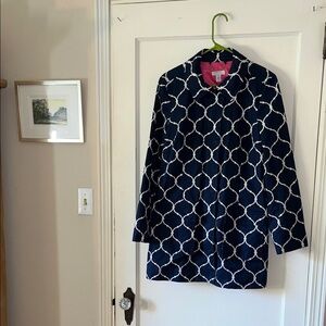 Charter Club Navy and White Trench Coat